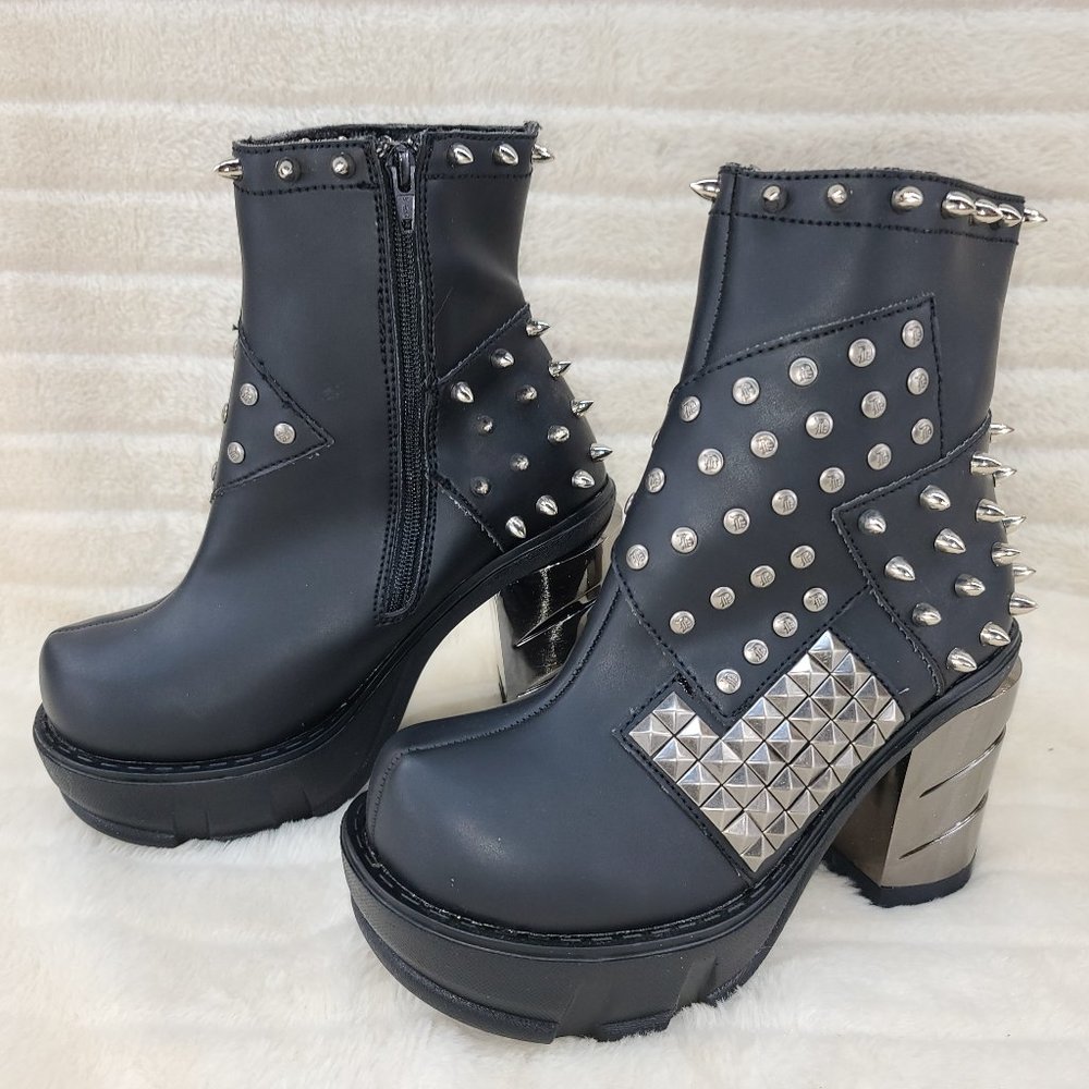 Demonia Black Platform Boots with Silver Studs